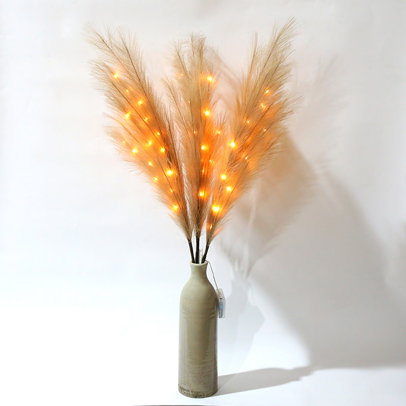 Orange gefälschte künstliche patentierte LED Pampas Gras Lampe Vase dekoratives Gras